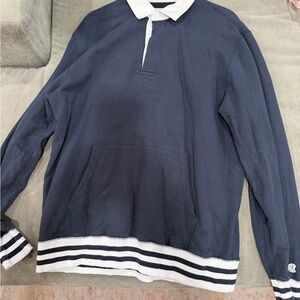 Todd Snyder Navy Polo with White Stripes